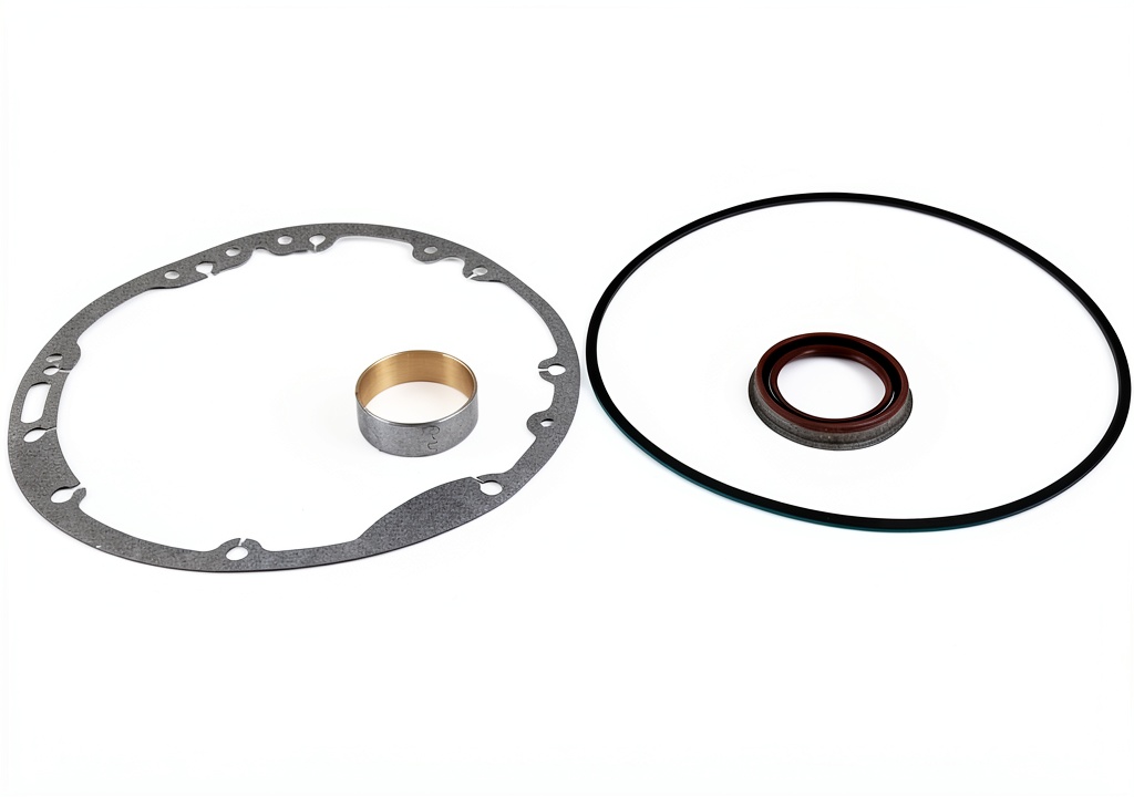 Installing damyprd 4R100 Transmission Seal Kit on a wooden workbench, showing pre‑assembled seal components