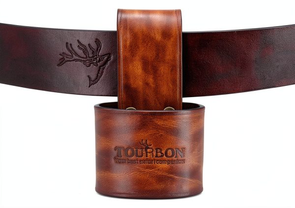 Axe Holster Leather Strap with Stud Closure by TOURBN Brown Belt Mount-1