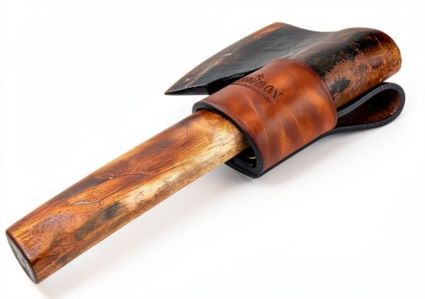 Axe Holster Leather Strap with Stud Closure by TOURBN Brown Belt Mount-6