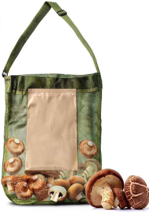 Mushroom Foraging Bag YREASEL Adjustable Shoulder Strap Foldable Green-0