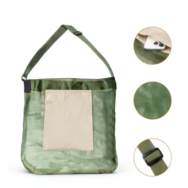 Mushroom Foraging Bag YREASEL Adjustable Shoulder Strap Foldable Green-4