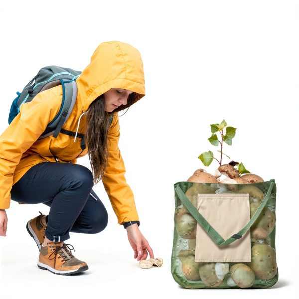 Mushroom Foraging Bag YREASEL Adjustable Shoulder Strap Foldable Green-1