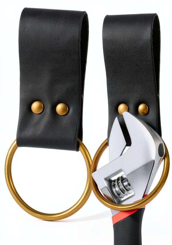 Hammer Holder Sadnyy 2pcs Leather Loop - Black, Fits 2" Wide Belts-0